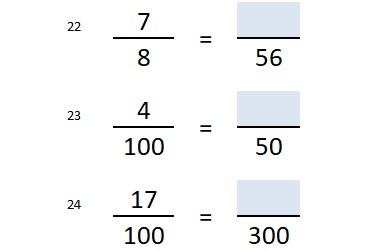 A self-marking spreadsheet on equivalent fractions.